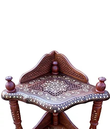4-Shelf Corner Rack With Fine Jali Copper Brass Work view 4