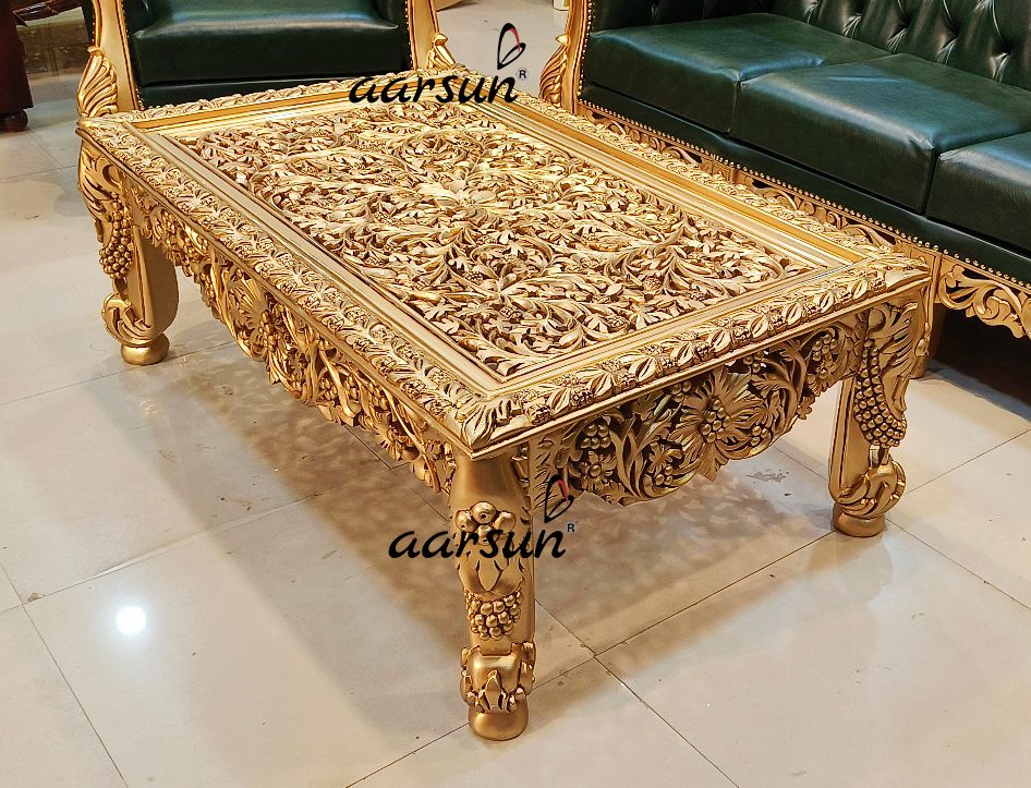 Carved Retangular Coffee Table view 5