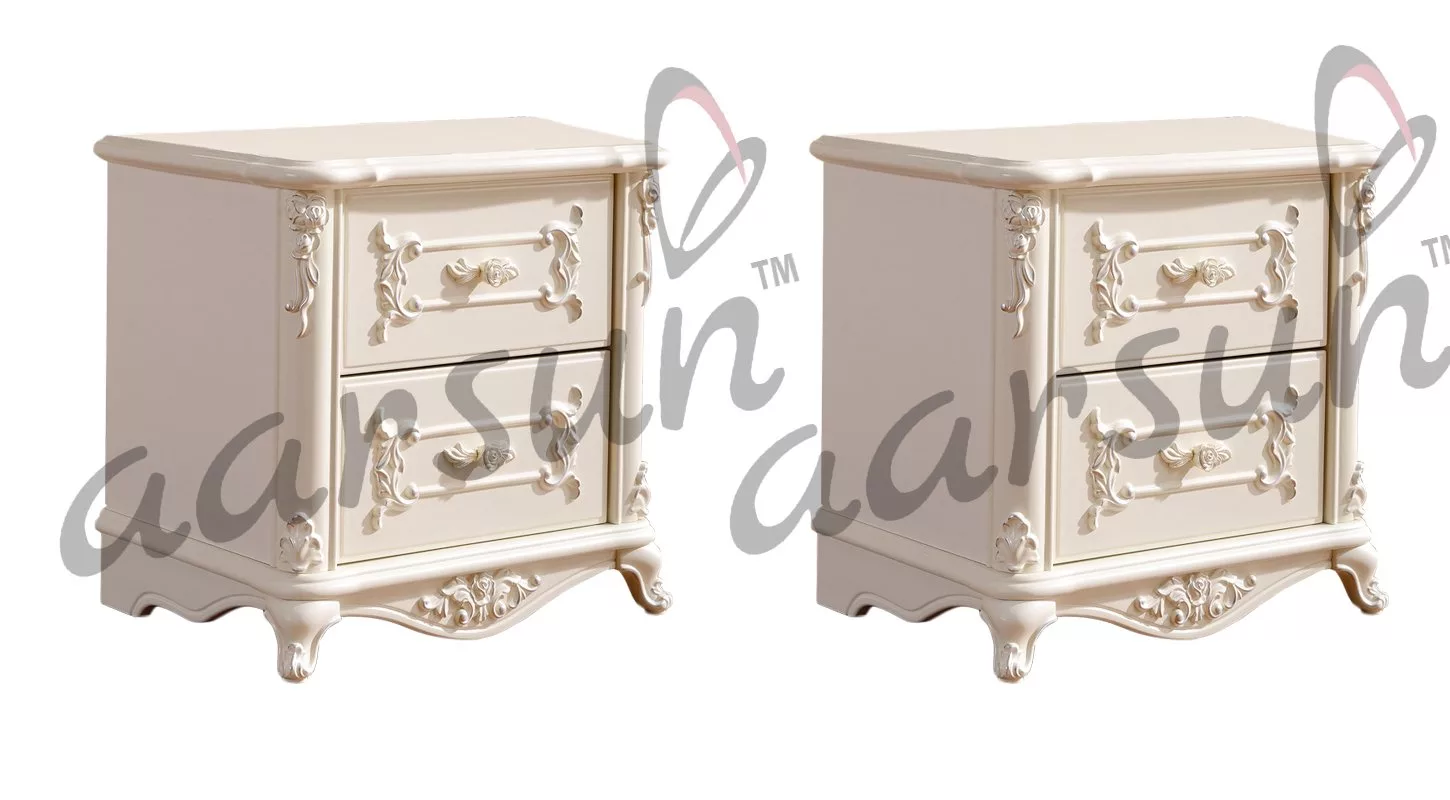 Carved Wooden Chest Table / End Table set of 2 view 3
