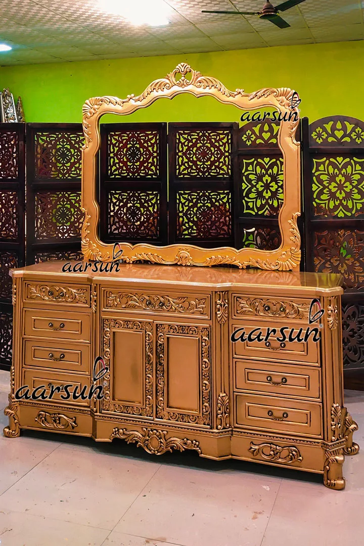 Classic Contemporary Antique Gold Dresser view 4