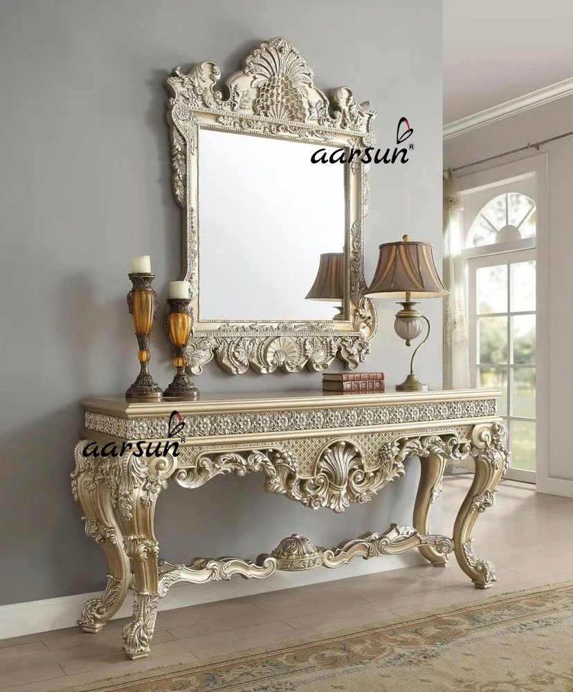 Console Table with Rectangular Mirror Frame, Dressing Table view 4