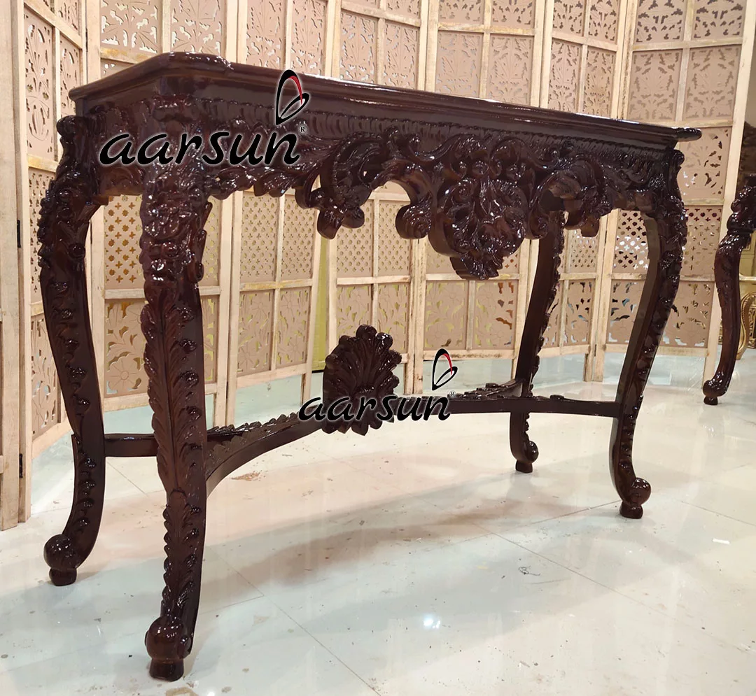 Dark Finish Console Cabriole Style Legs view 3