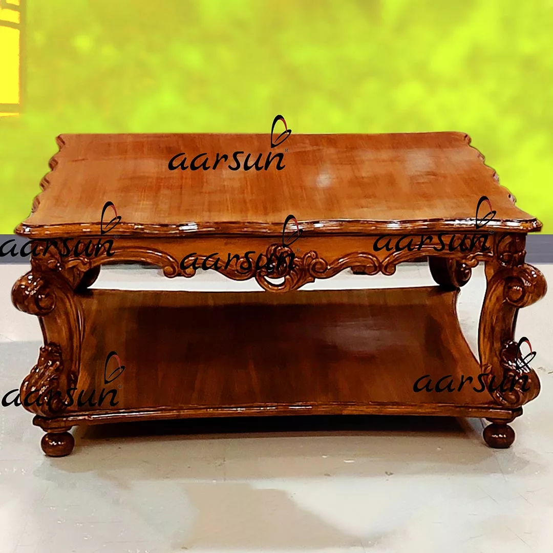 लिविंग रूम के लिए लकड़ी की सेंटर टेबल