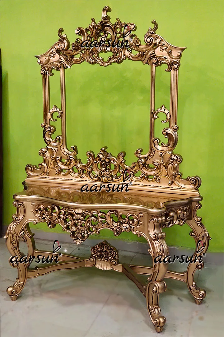 Antique Gold Console with Mirror Frame view 3