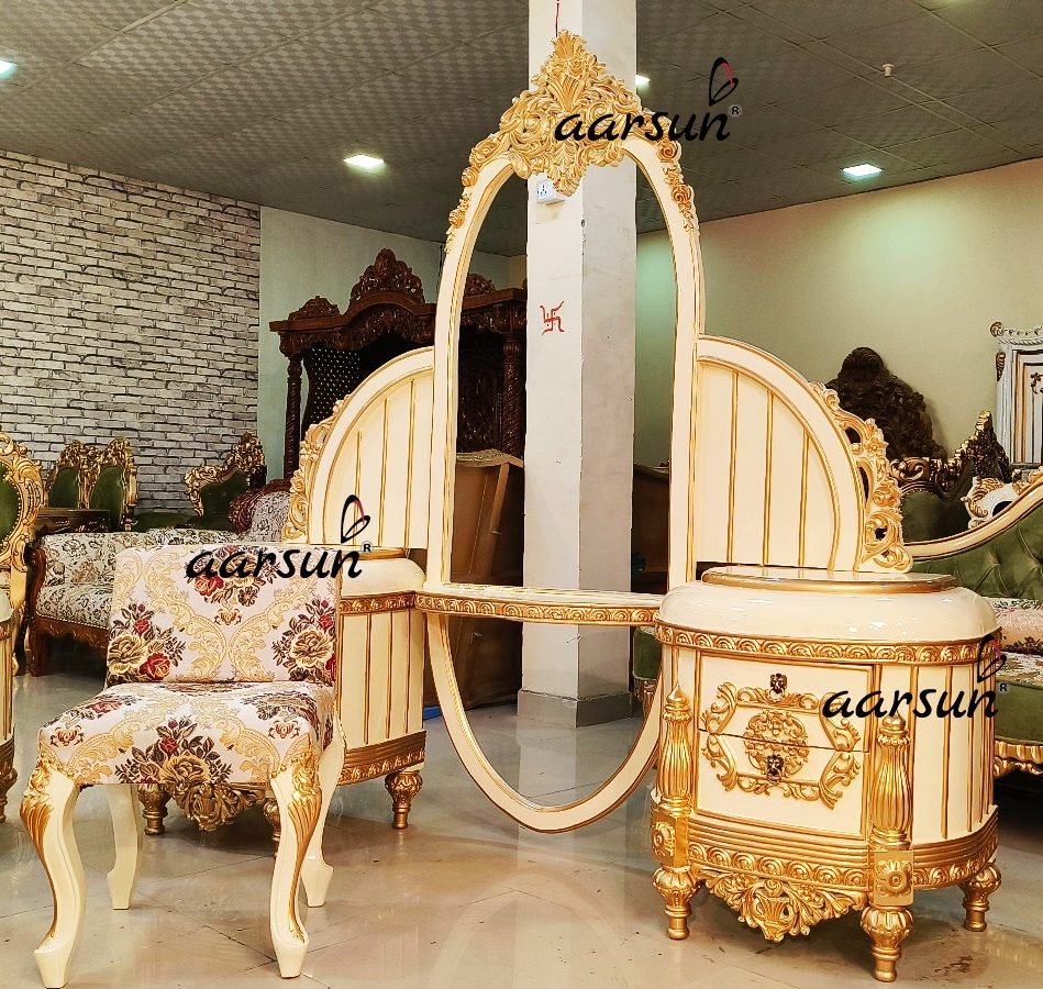 Beautiful Wooden Dresser with Gold Highlighting view 5