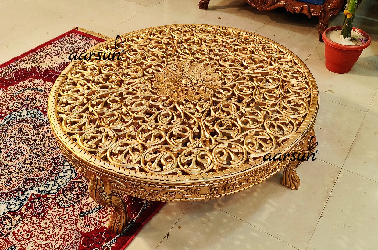Carved Circular Coffee Table