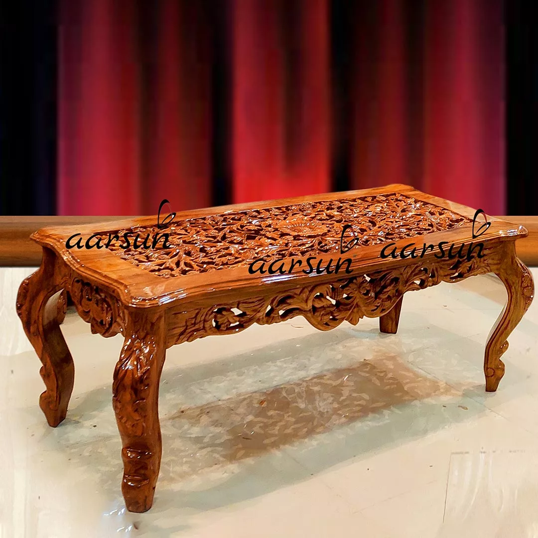 Carved Wood Center Table view 3