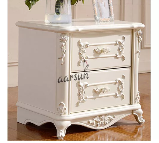 Carved Wooden Chest Table / End Table Set Of 2