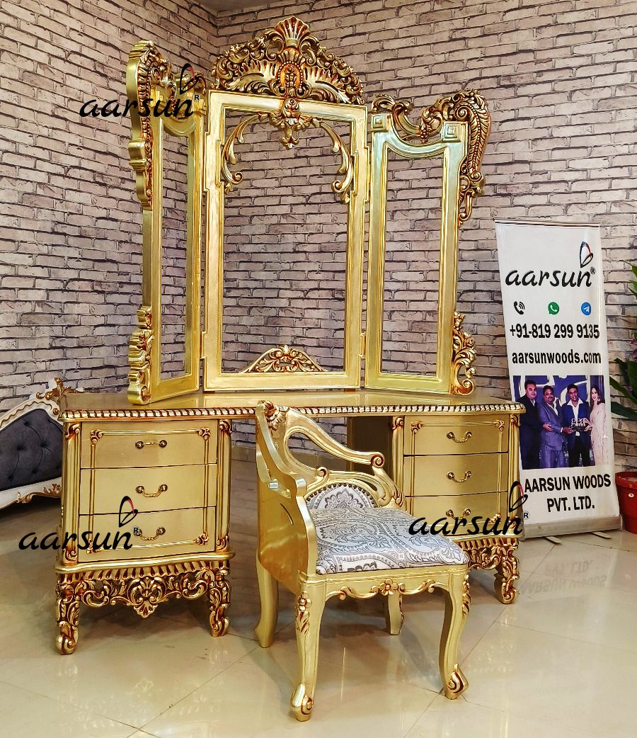Celebrity Style Dressing Table with 3 sides Mirror frame view 3