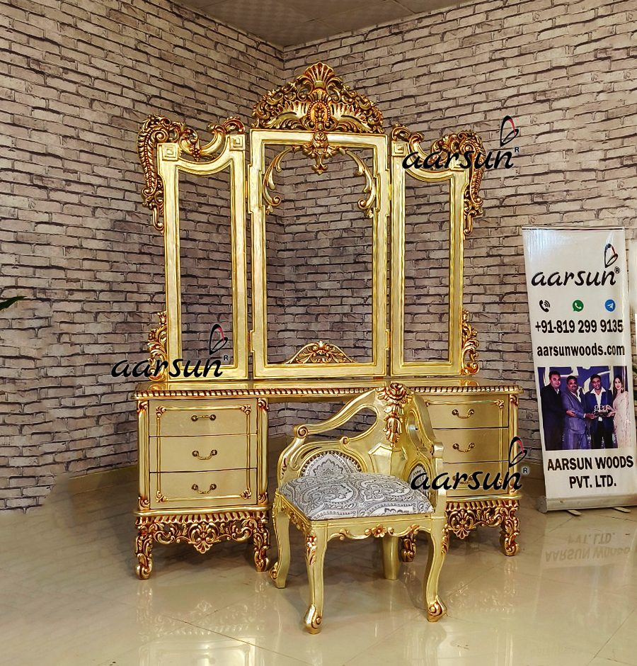 Celebrity Style Dressing Table With 3 Sides Mirror Frame