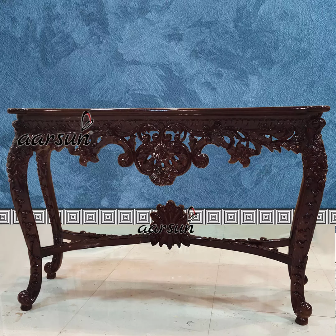 Dark Finish Console Cabriole Style Legs