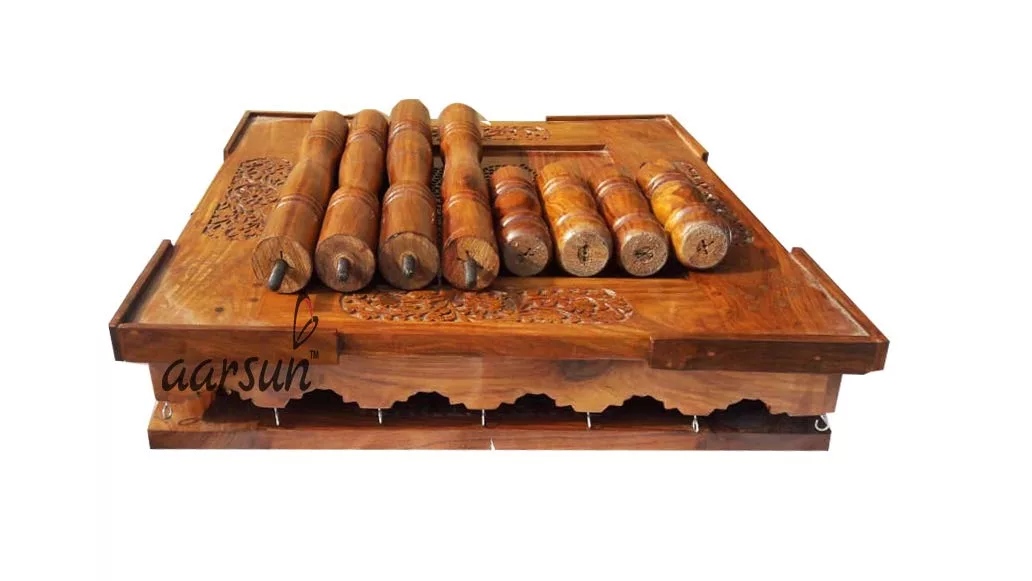 Folding Wooden Table with Brass Bells view 6