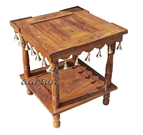 Folding Wooden Table With Brass Bells