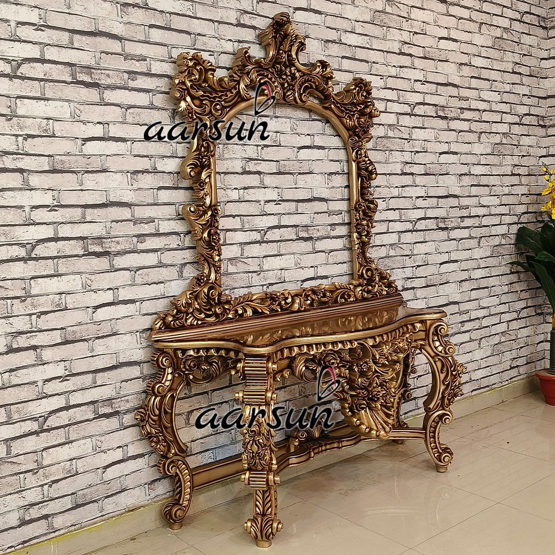 Full Handcrafted Mirror Console Table view 4