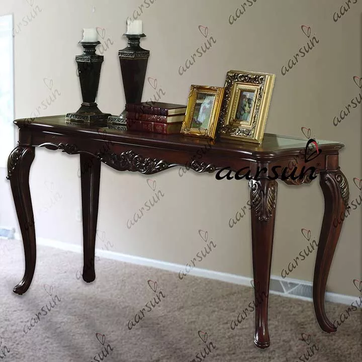Handcrafted Dark Wood Console