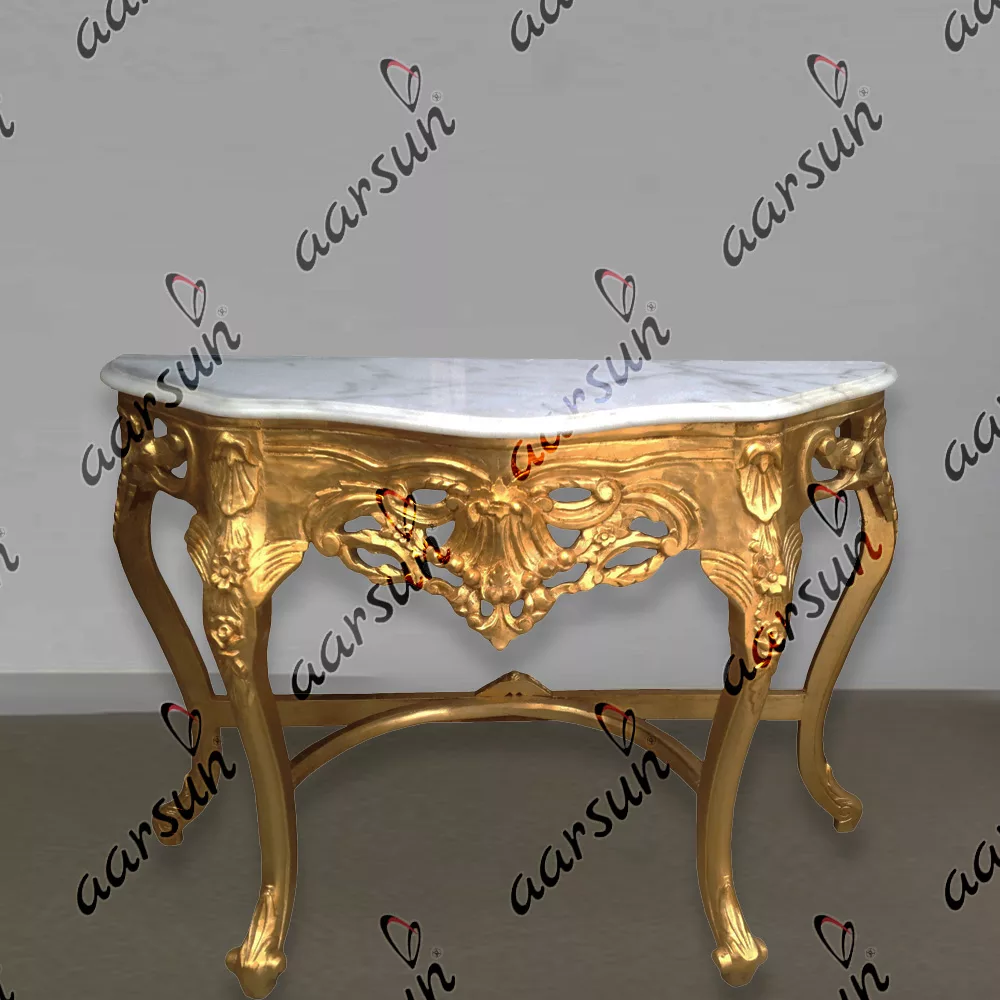 Handcrafted Gold Console Table