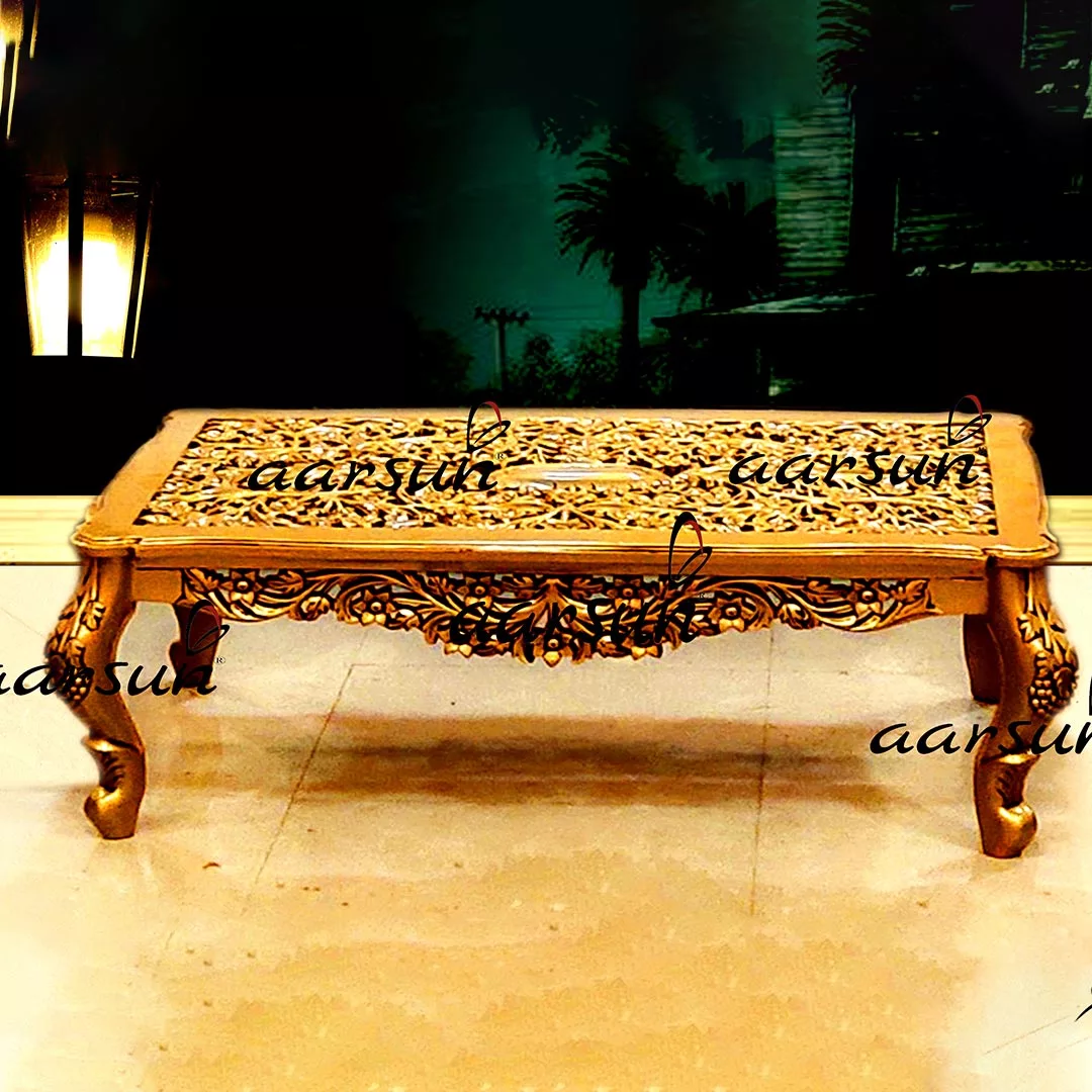 Handmade Coffee Table In Gold Finish