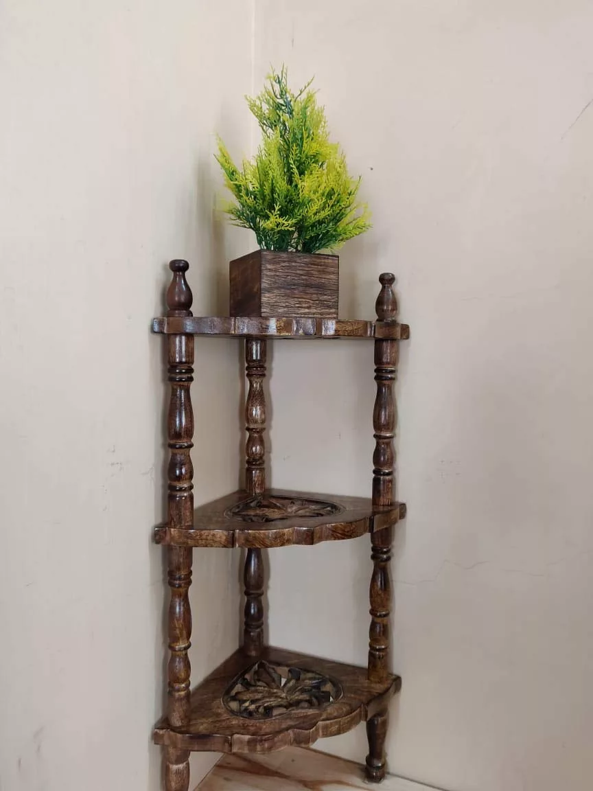 Handmade Wooden Corner Stand view 3