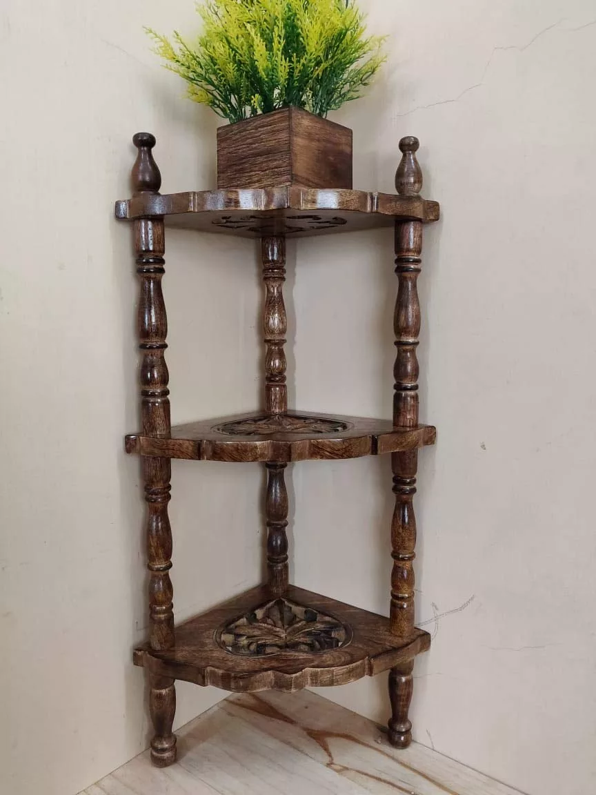 Handmade Wooden Corner Stand view 4