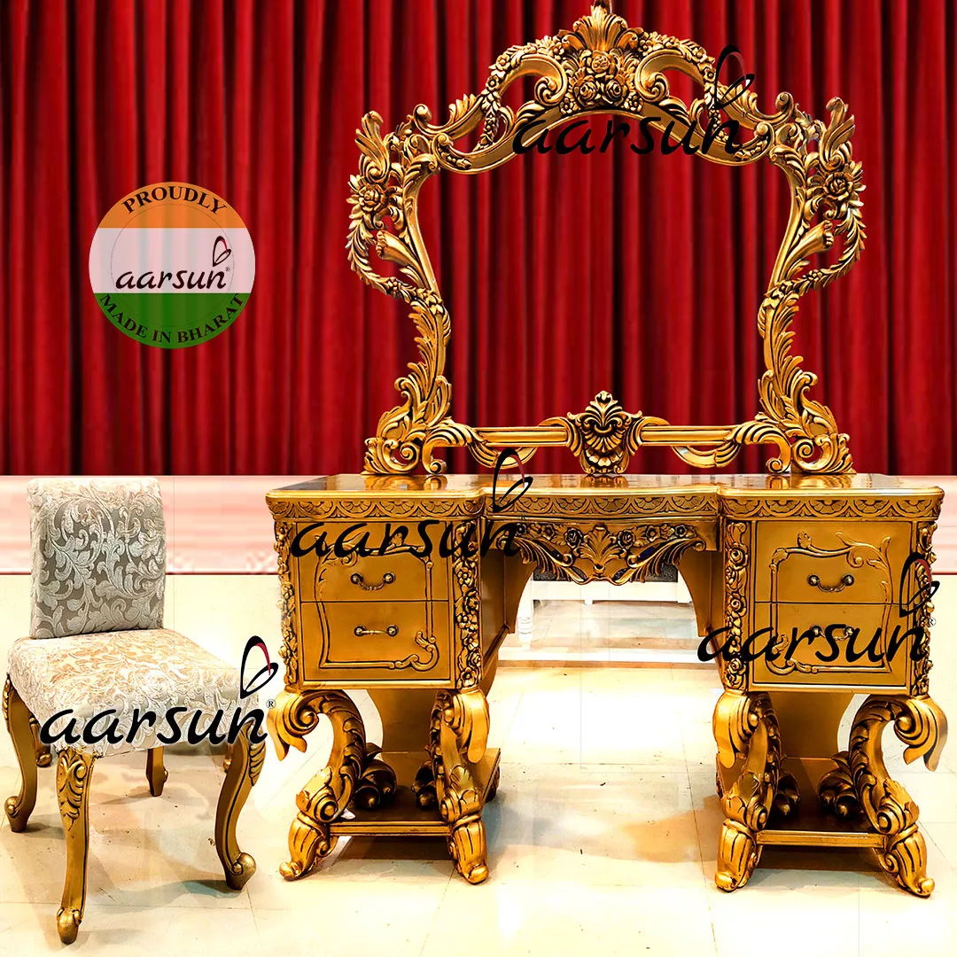 Luxury Dressing Table Vanity Chair In Gold