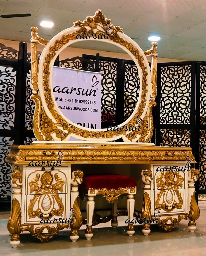Luxury Vanity Dresser with Cushioned Stool view 3