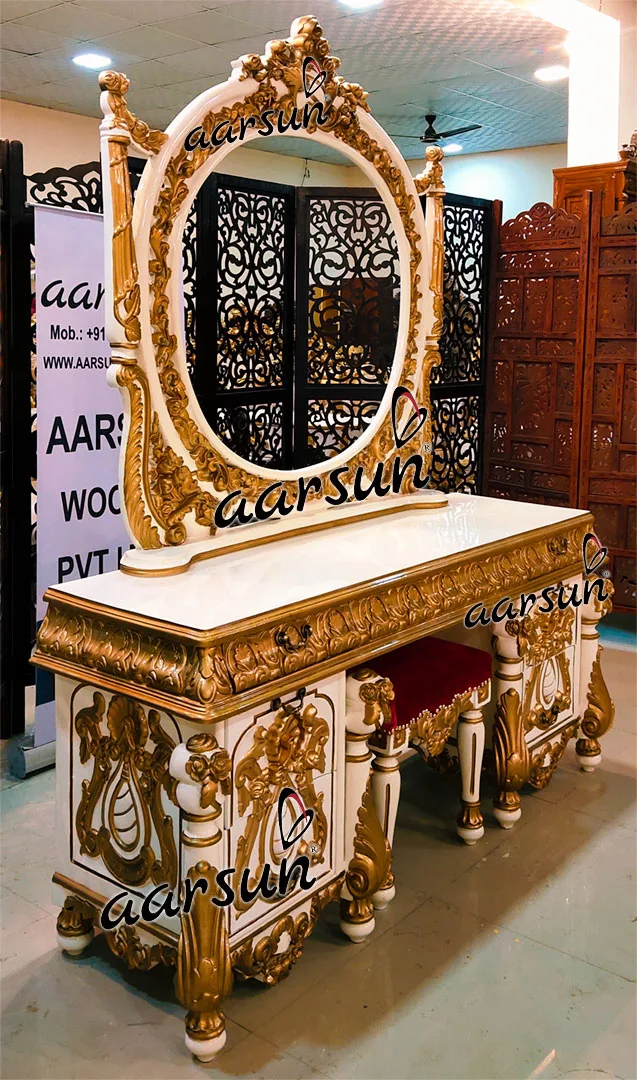 Luxury Vanity Dresser with Cushioned Stool view 4
