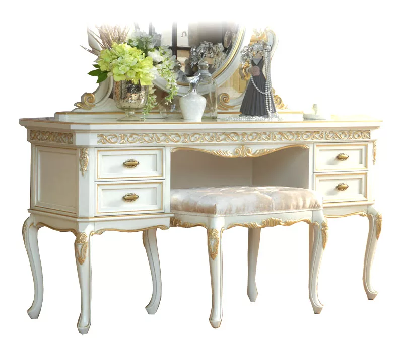 Luxury White Finish Dresser Table view 4