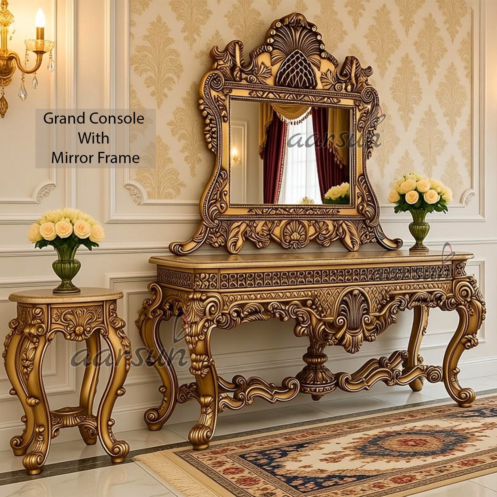 Mirror With Console Design, Hallway And Living Areas