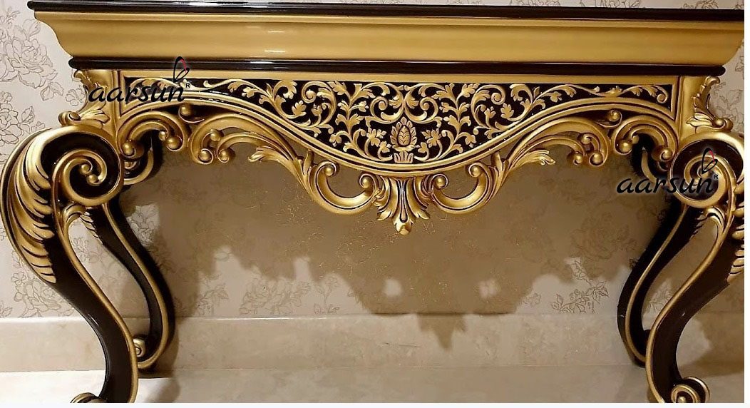 Stunning Wooden Console in Teak Wood view 3