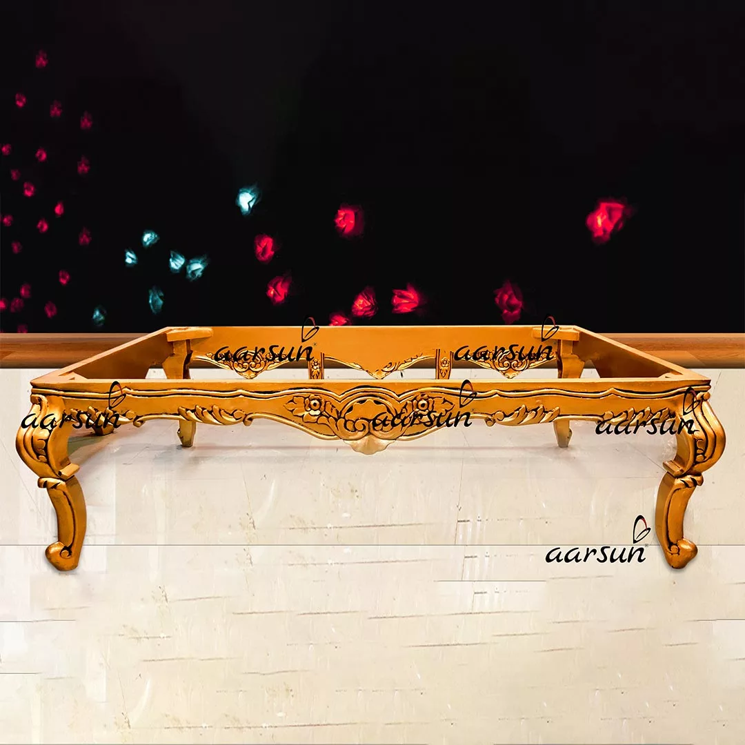 Teapoy Center Table Frame In Gold Finish