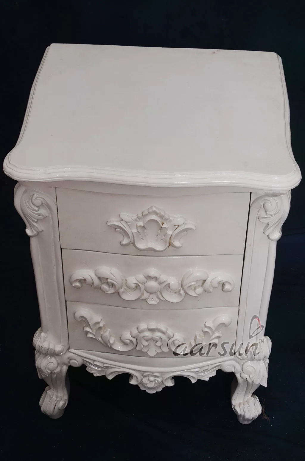 White Bedside Table Set of 2 | 3-Drawers view 3