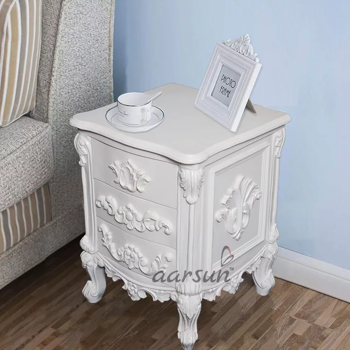 White Bedside Table Set Of 2 | 3-Drawers