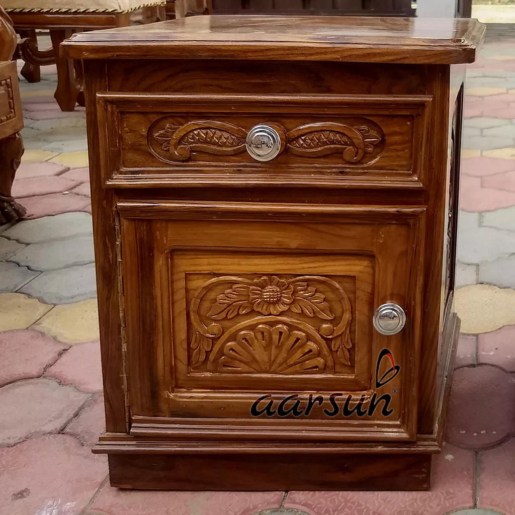 Wooden End Table In Teak Wood